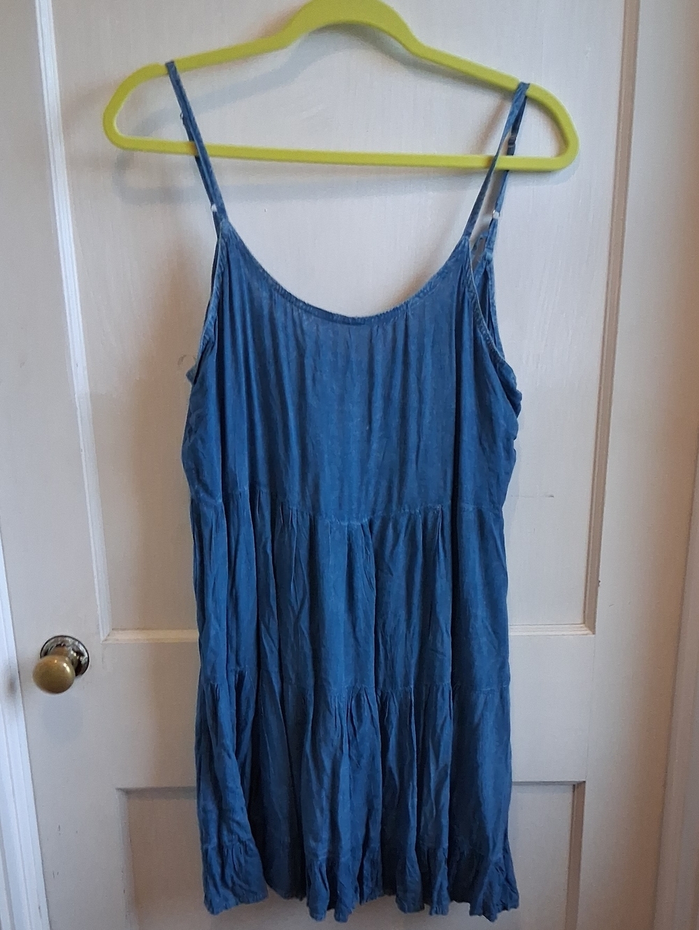 Kiwi + Punch Denim Tiered Sundress in Medium Blue